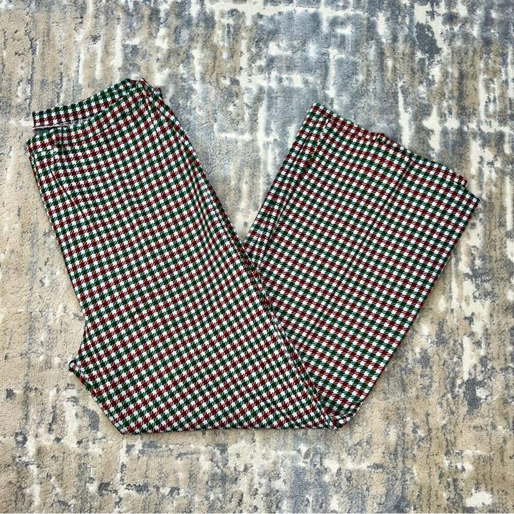 Vintage 70s Jane Colby Houndstooth Plaid Celanese Fortrel Wide Leg Pants 11/12